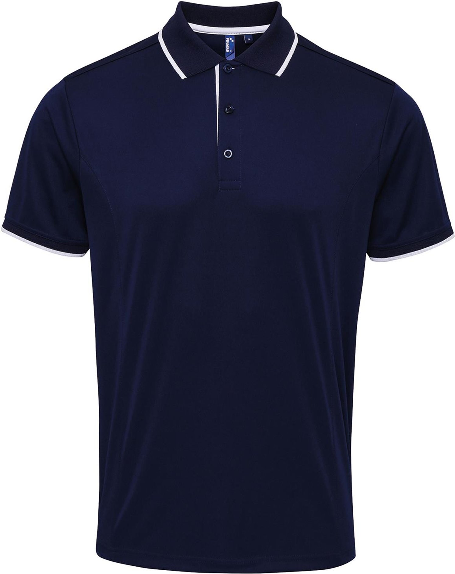 Premier Mens Contrast Coolchecker Polo Shirt (Marine/Weiß)