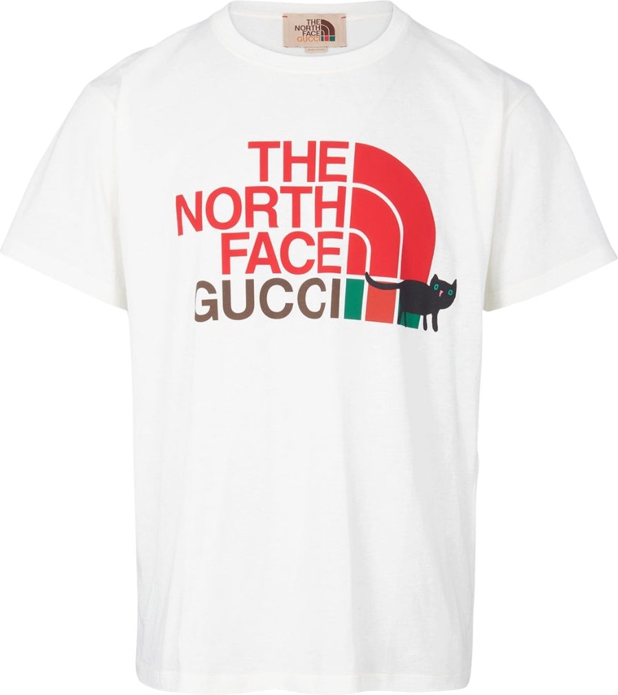 Weisses T-Shirt mit normaler Passform von Gucci X The North Face Design