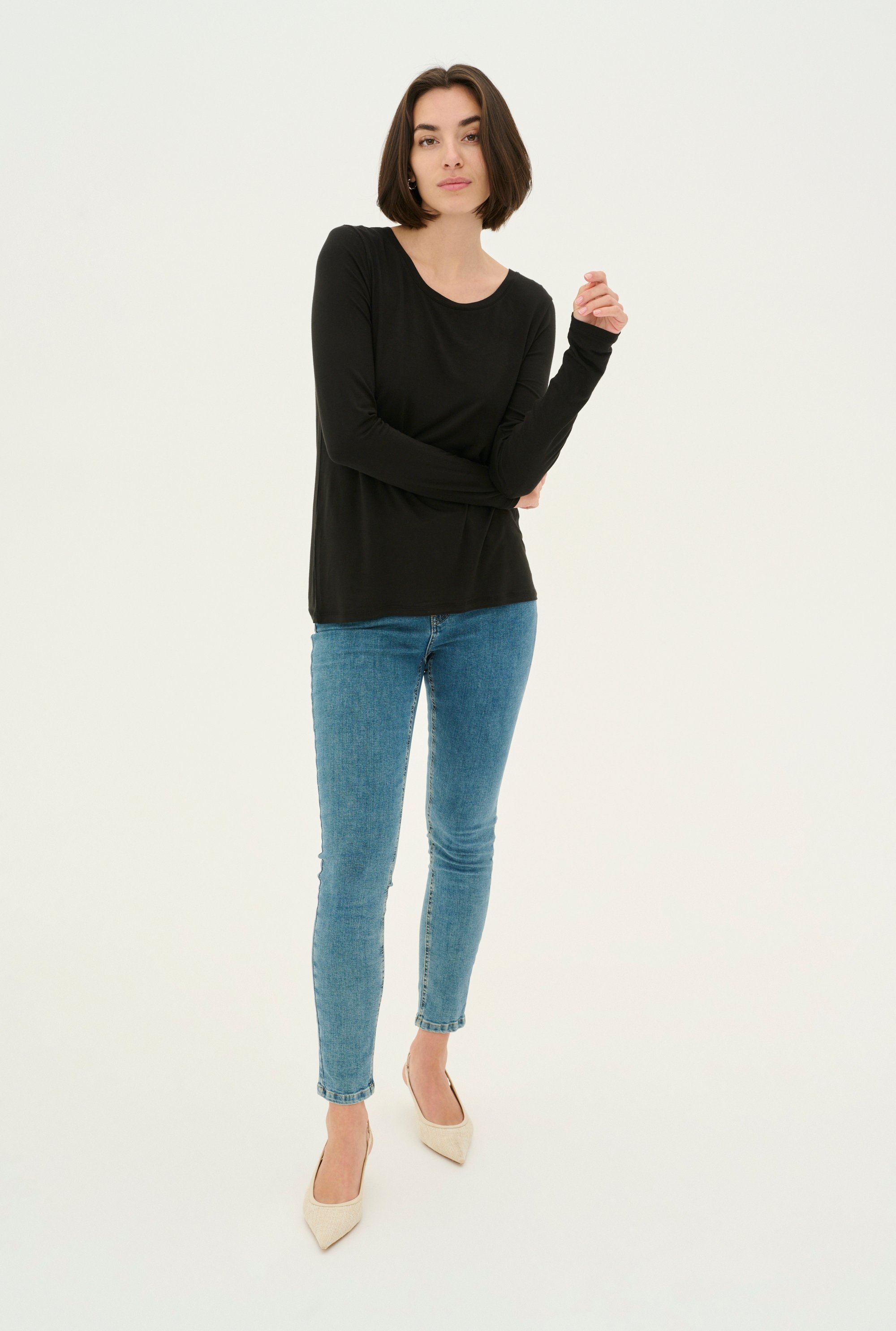 Langarm-T-Shirt Slim/Reguläre Passform black