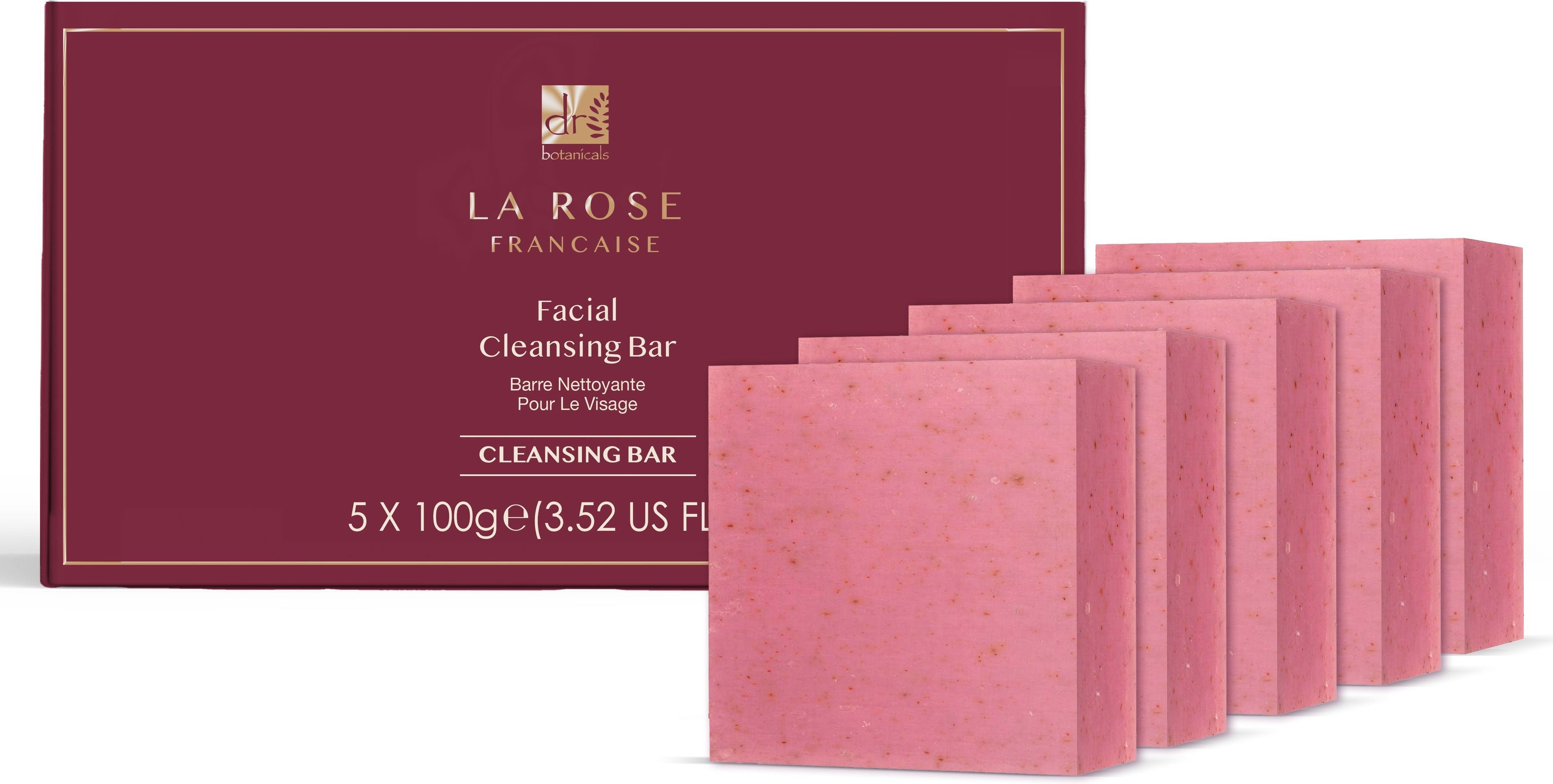 Dr Botanicals La Rose Française Gesichtsreinigung Bar (5er Pack) 100g x 5