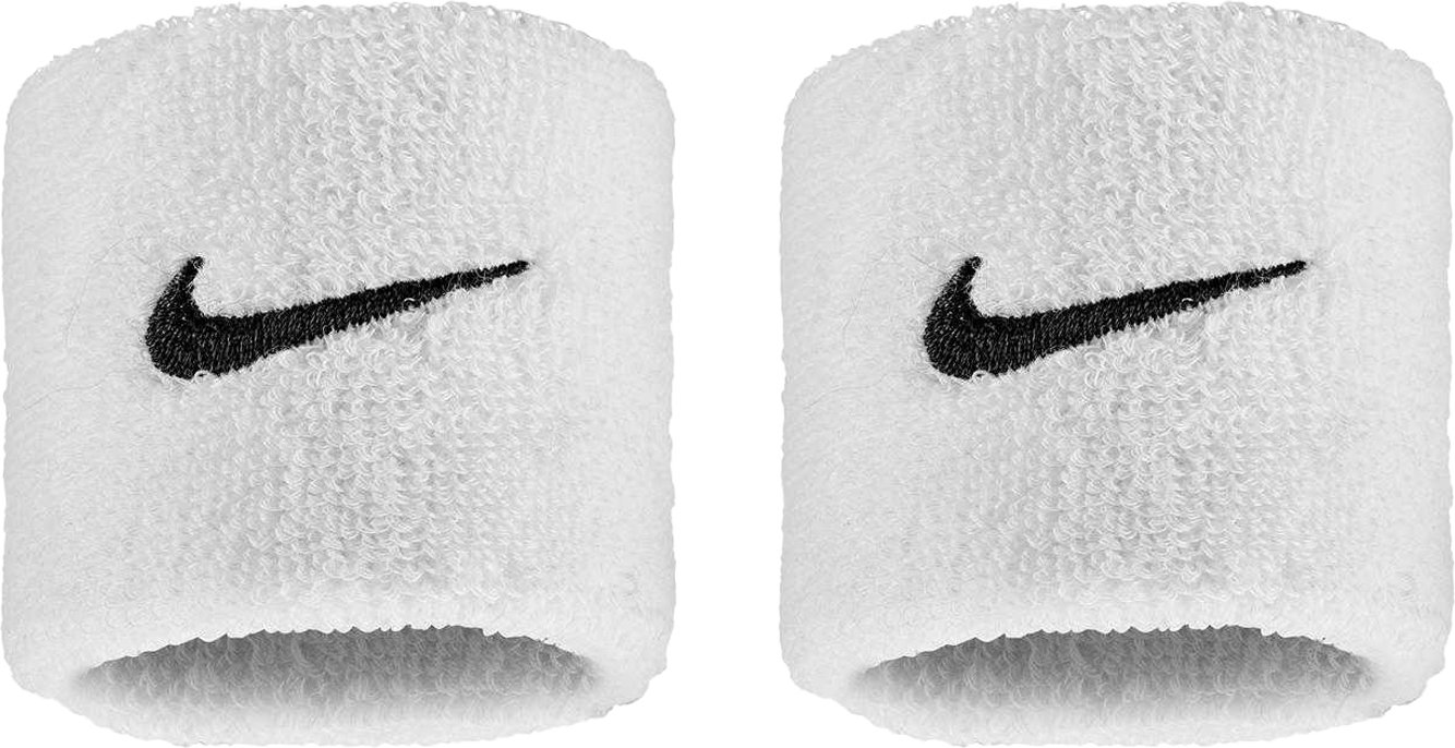Nike - "Classic" Armband, Swoosh (2er-Pack) (Weiß/Schwarz)