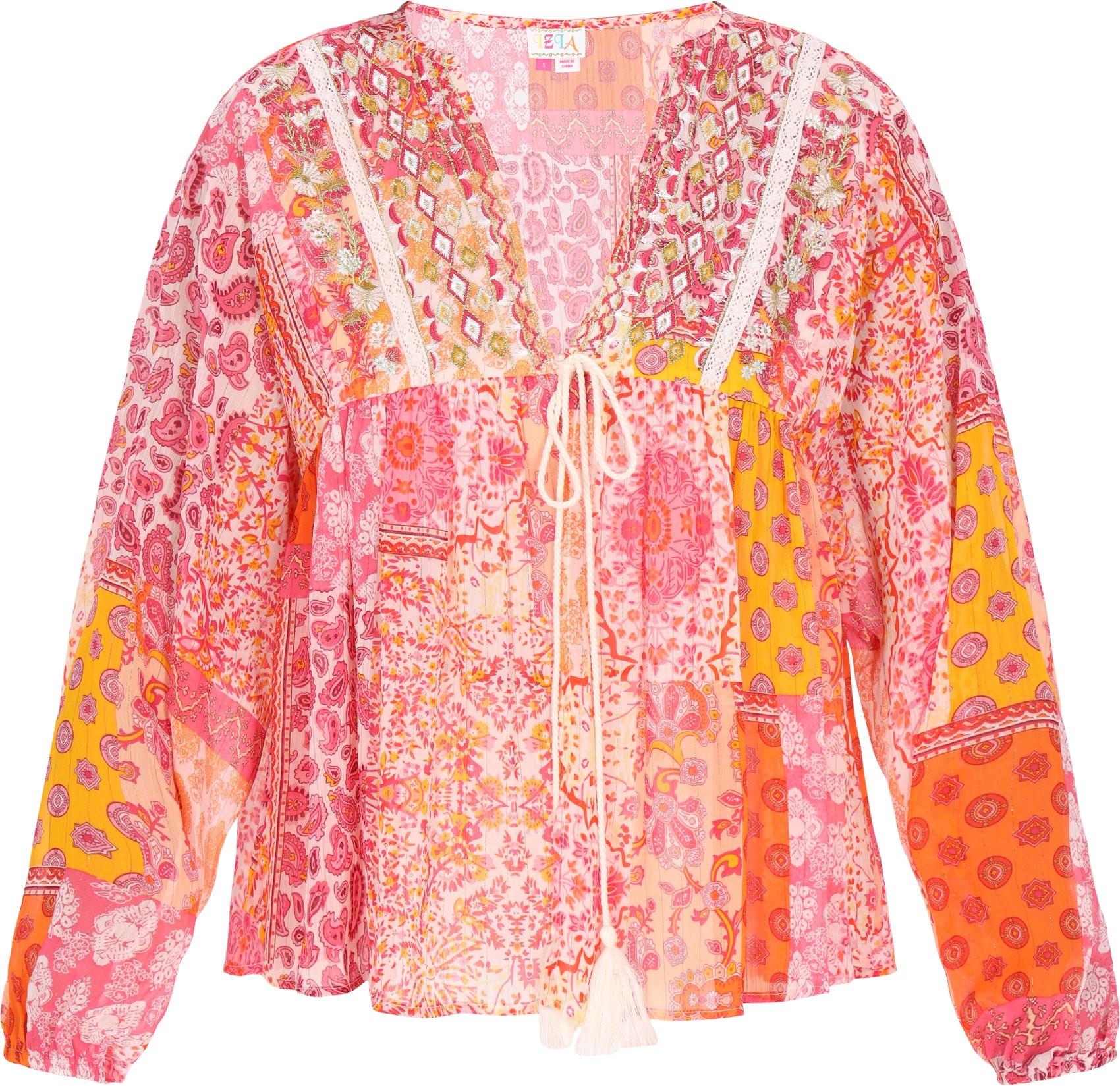 IZIA Bluse Frauen orange mehrfarbig