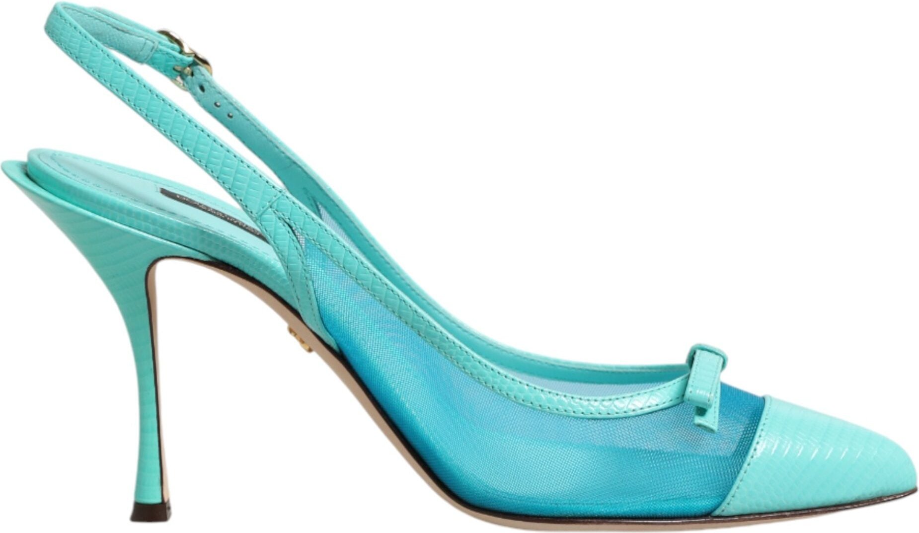 Dolce & Gabbana Blaue Leder-Mesh Slingback-Pumps