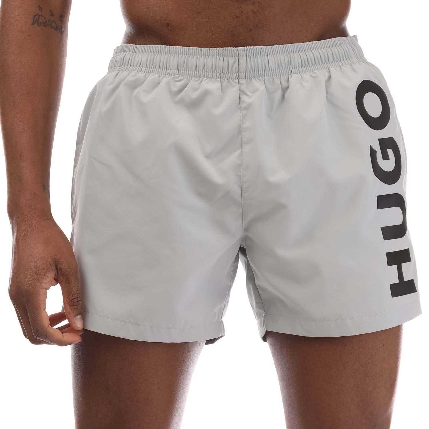 Hugo - "Abas" Badeshorts Logo für Herren (Grau)