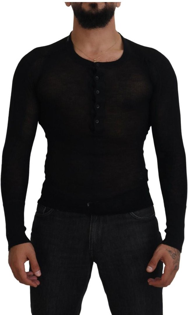 Dolce & Gabbana Herren schwarzer Kaschmir-Knöpfe Pullover