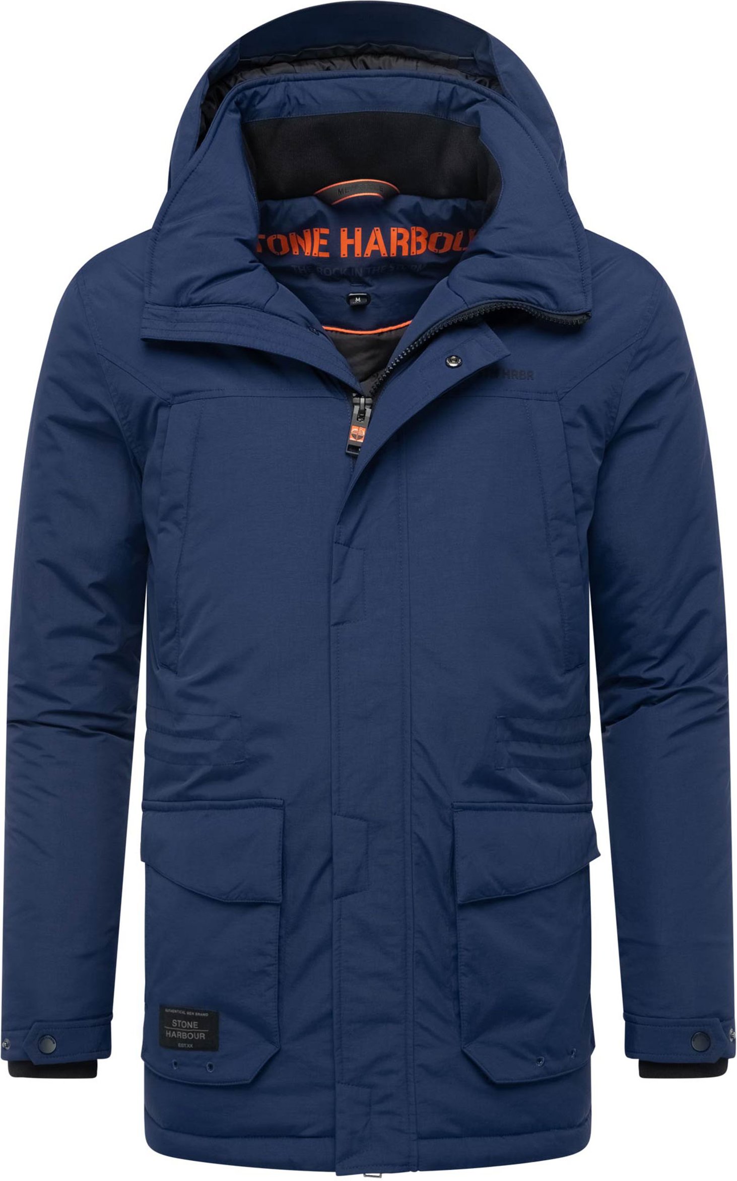 Stone Harbour Herren Parka Wadiim mit Kapuze & Zwei-Wege-Reißverschluss
