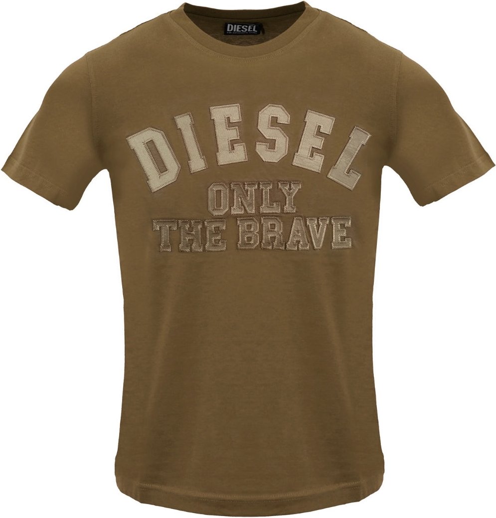 Diesel - Einfarbiges T-shirt Mit Geprägtem Logo In Braun Mit Kaffeelikör
