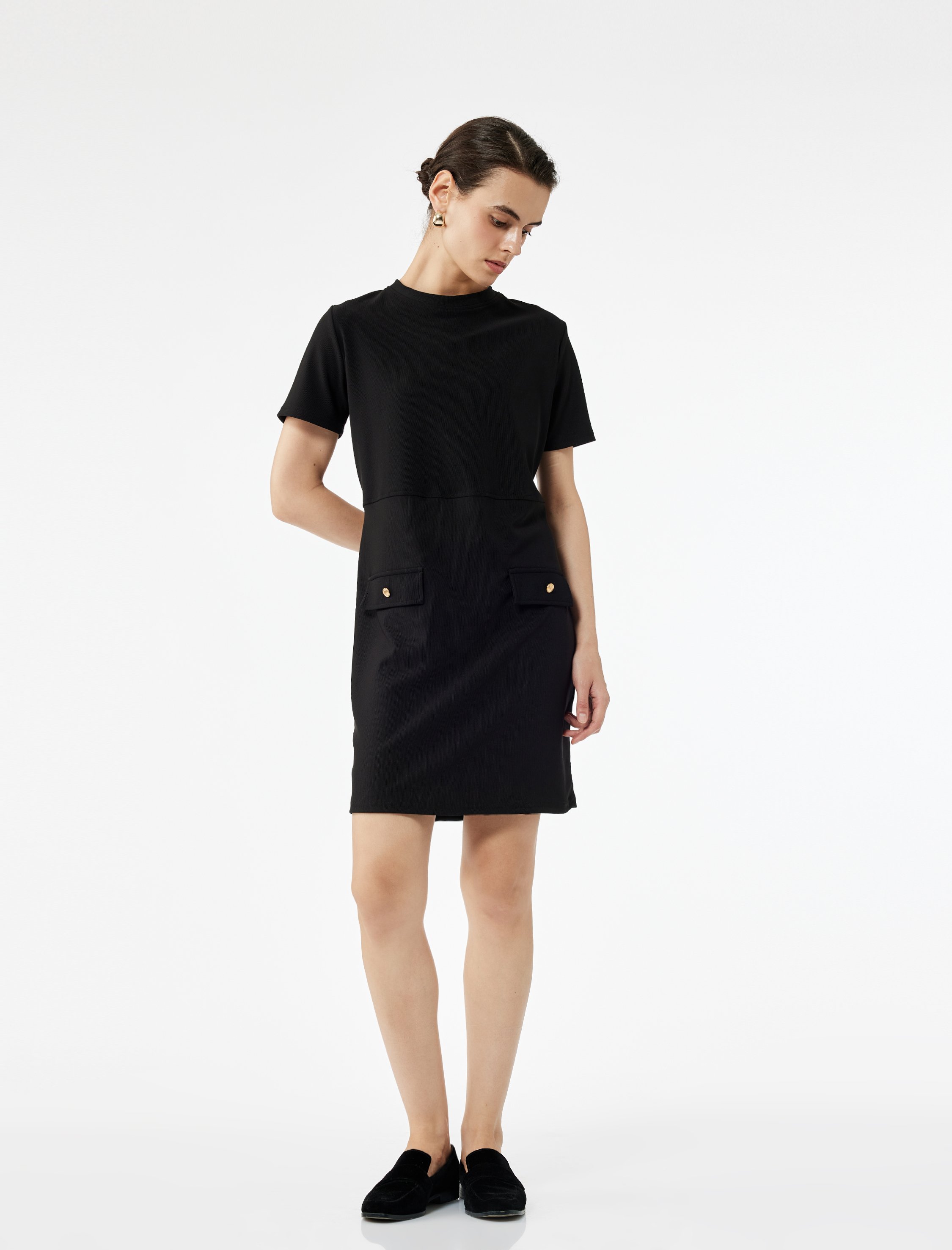 Koton KLEIDER Koton Mini-Kleid mit Rundhals und Details