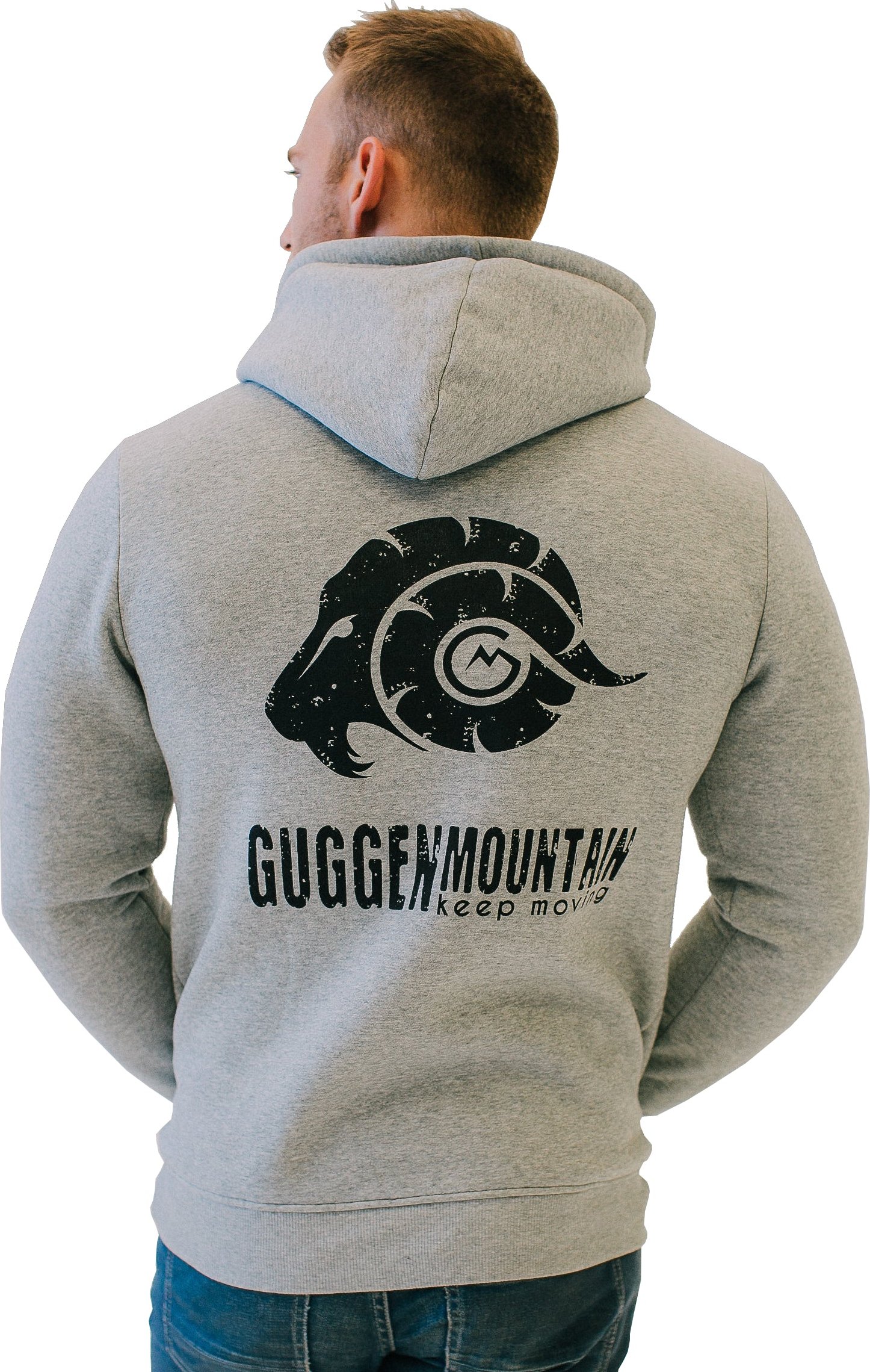 Herren Wandern Kapuzenpullover Fleece Hoodie Outdoor Mit Logo Hellgrau