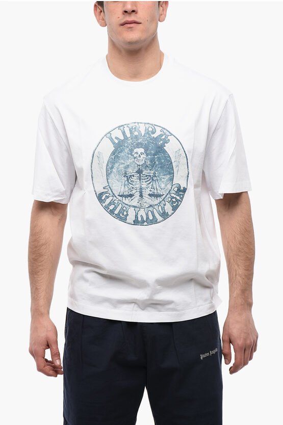 Slim Fit T-Shirt aus Baumwolle LIBRA ROCKBAND in Weiß