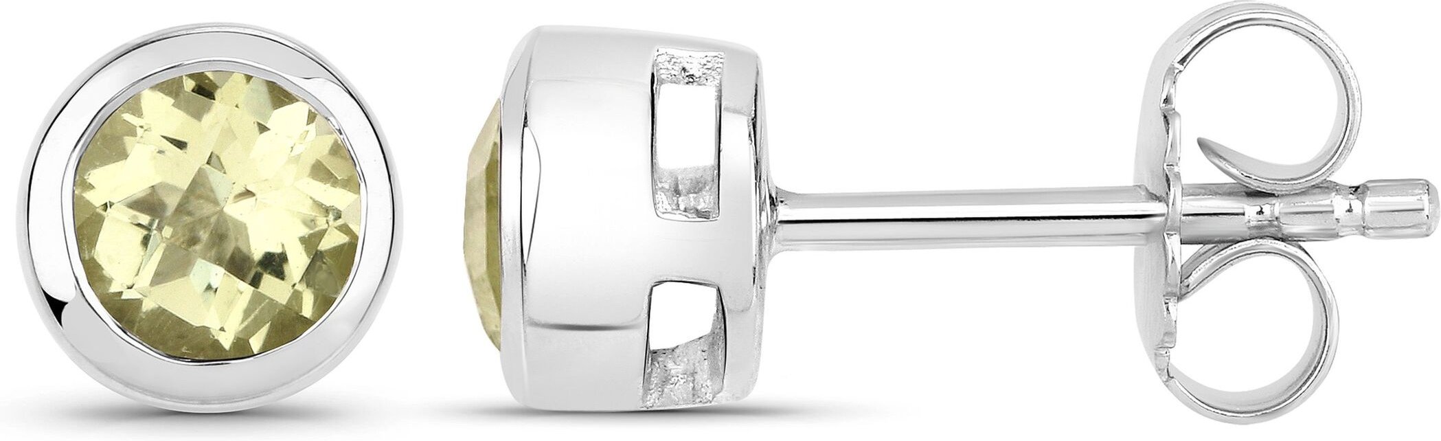 Vira Jewels Ohrstecker 925-Sterling Silber rhodiniert glänzend Lemon Quartz gelb rund