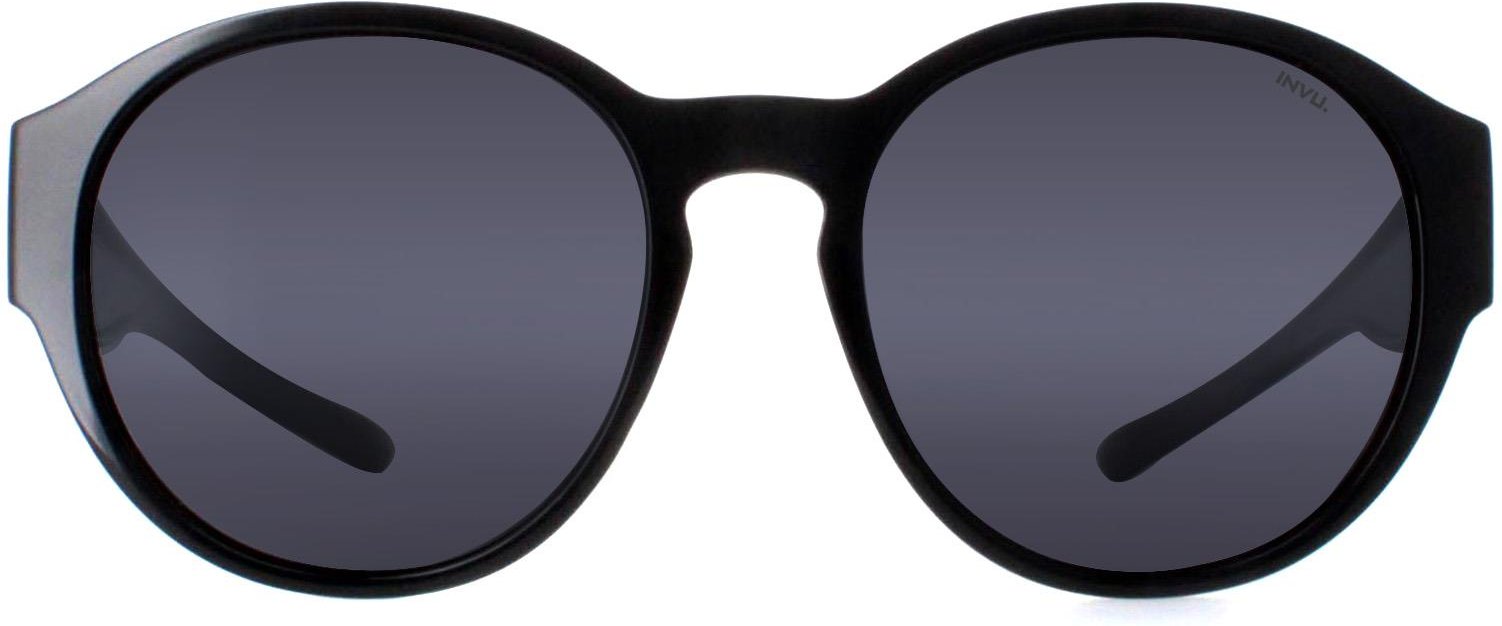 Thumbnail - INVU Round Womens Schwarz Grau Polarized E2000