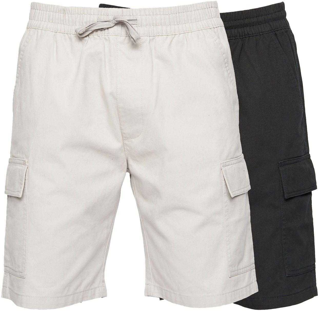 Crosshatch - "Kathos" Cargo-Shorts 2er-Pack für Herren (Weiß/Schwarz)