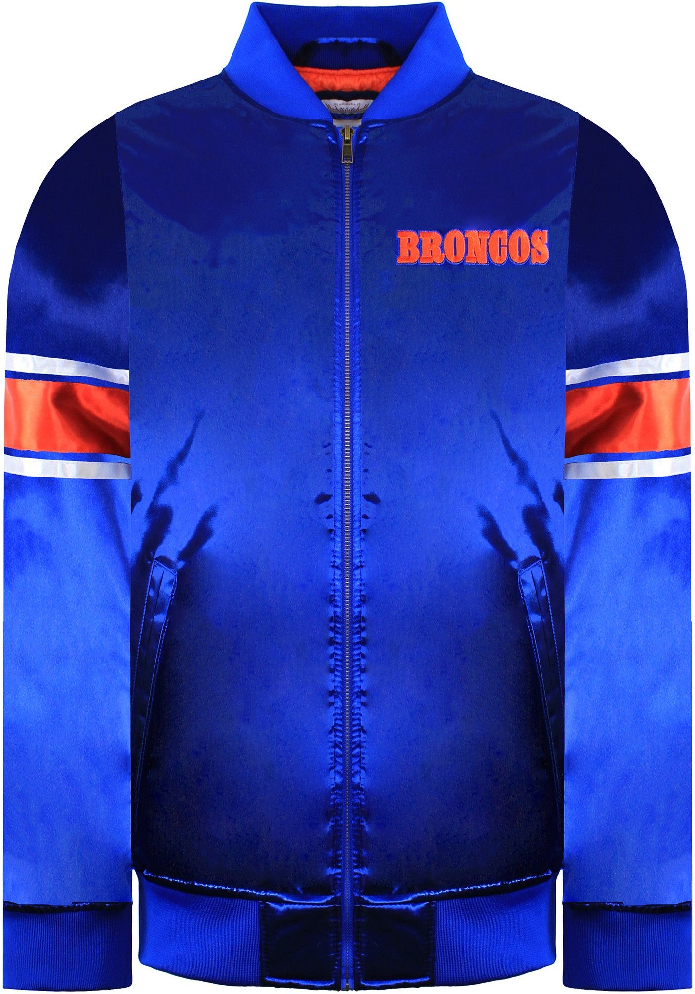 Mitchell & Ness NFL Denver Broncos Satin Bomberjacke in Übergröße