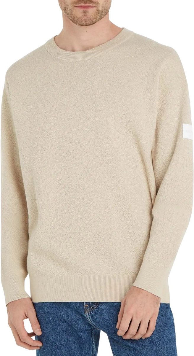 Calvin Klein - "Natural Structure" Sweatshirt Rundhalsausschnitt für Herren (Beige)