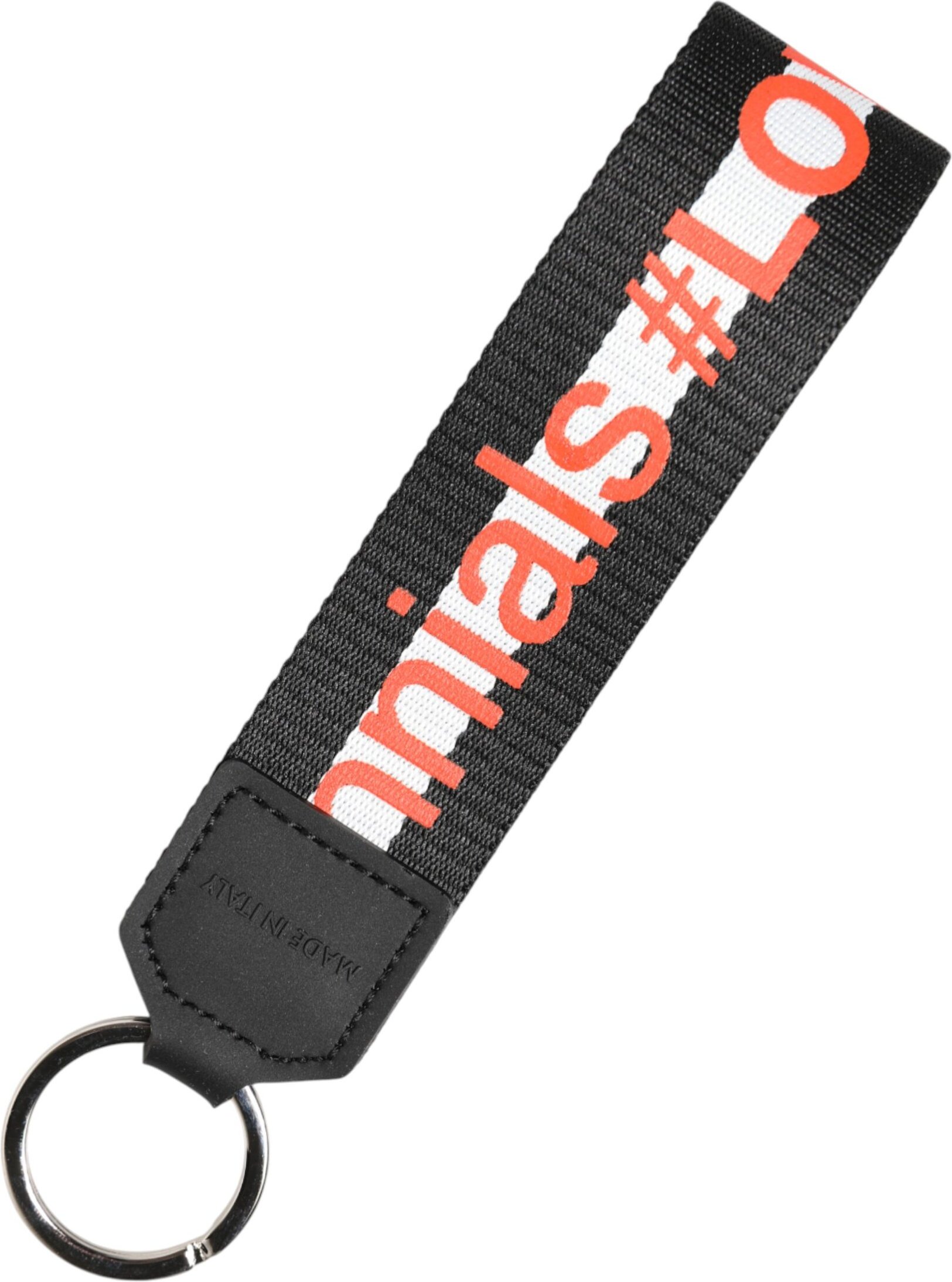 Schwarzer Logo-Polyester-Silberne Messinghalter Schlüsselanhänger Schlüsselring