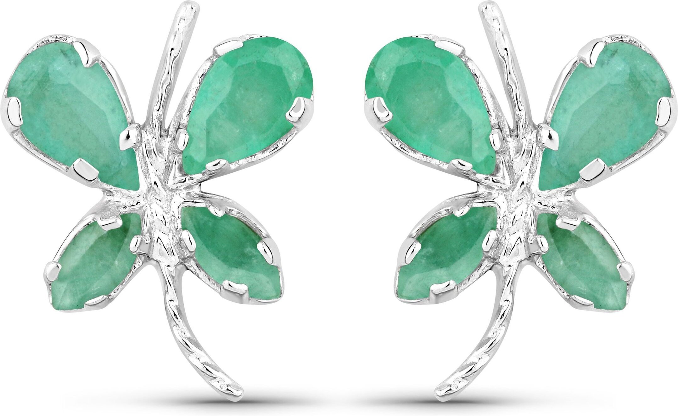 Vira Jewels Ohrringe Silber 925 rhodiniert Schmetterling-Motiv mit echtem Smaragd