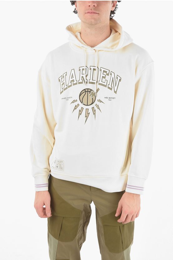 JAMES HARDEN x NEIL BARRETT Easy Fit Hoodie mit aufgedrucktem Logo in Beige