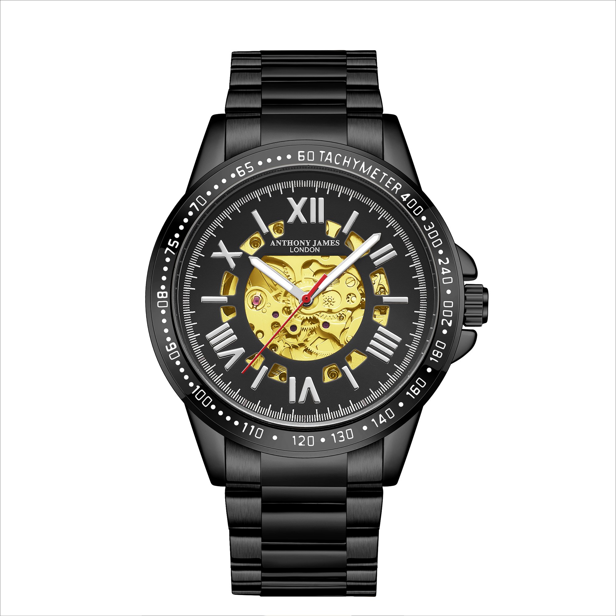 Handmontierte Anthony James Limited Edition Techtonic Automatic Black Uhr