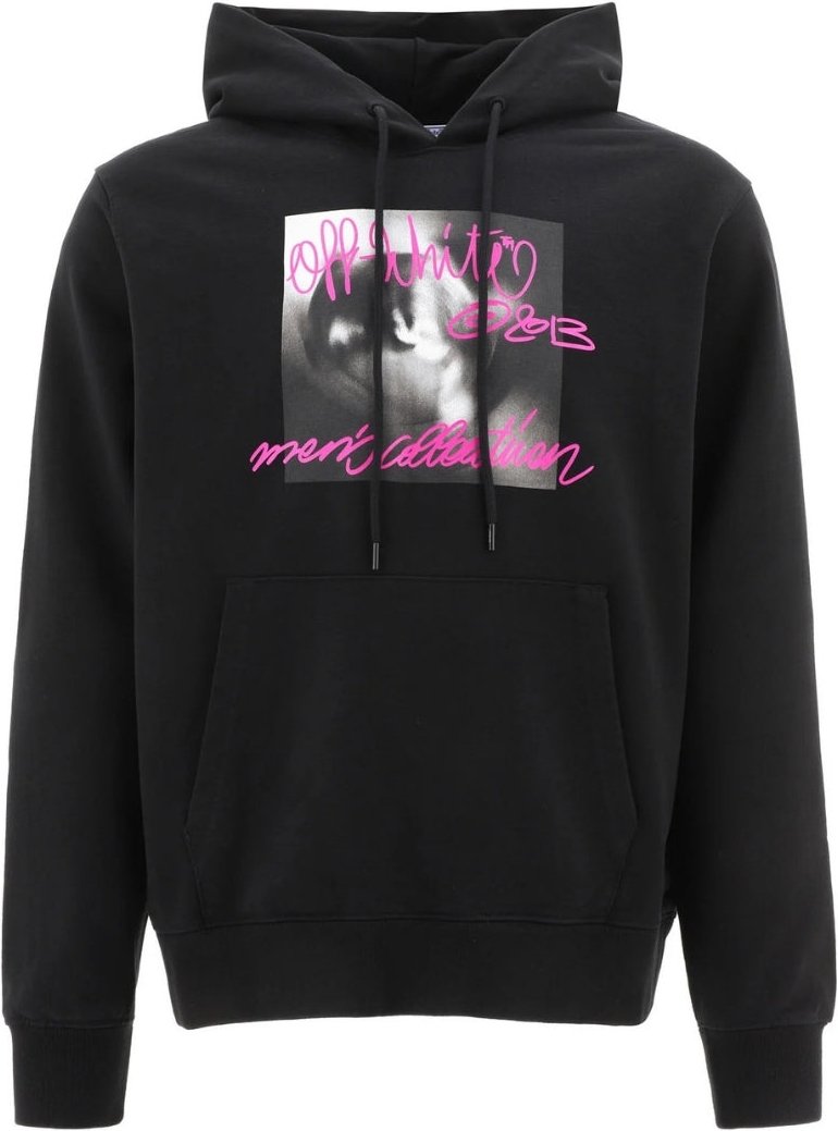 Off-White Tornado Type Design Slim Fit Schwarzer Kapuzenpullover