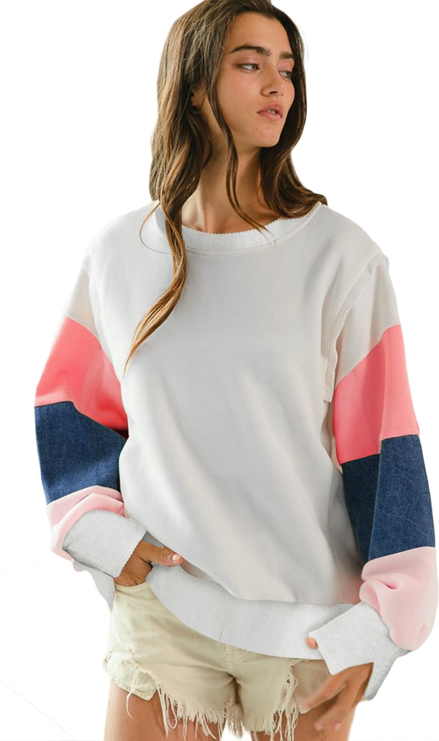 Farbblockierter Langarm-Pullover