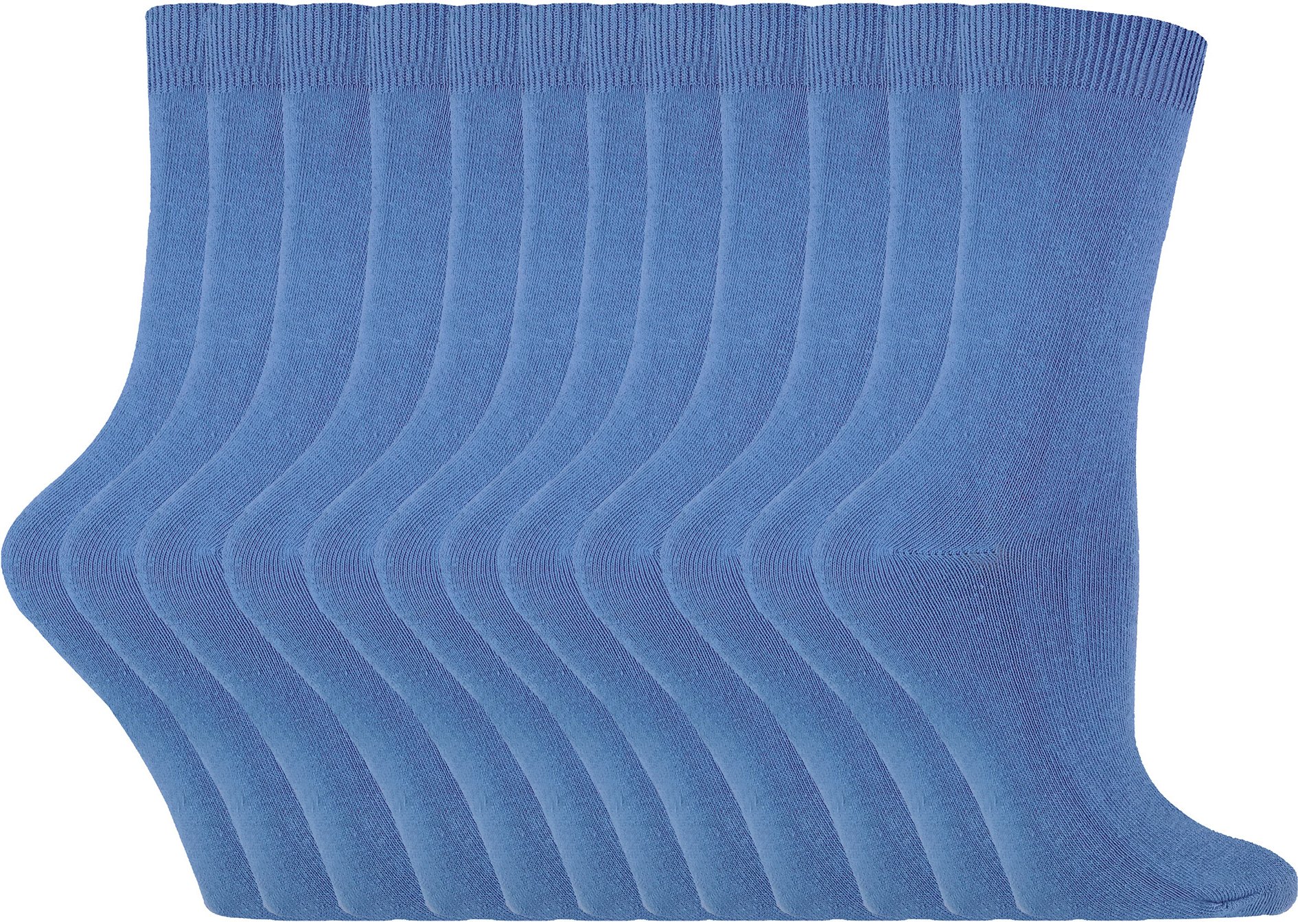 Einfarbige Damensocken mit hohem Baumwollanteil | 12 Paar Multipack | Socken-Snob | Dünne, bequeme, farbenfrohe Crew-Söc...