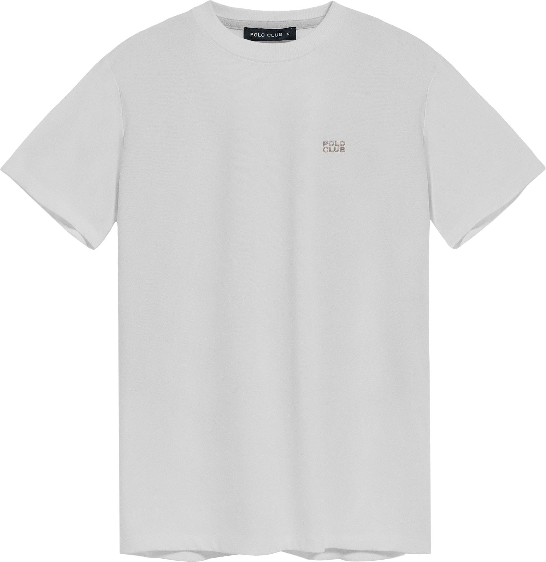 Basic-T-Shirt weiß mit Rundhalsausschnitt und gesticktem Logo