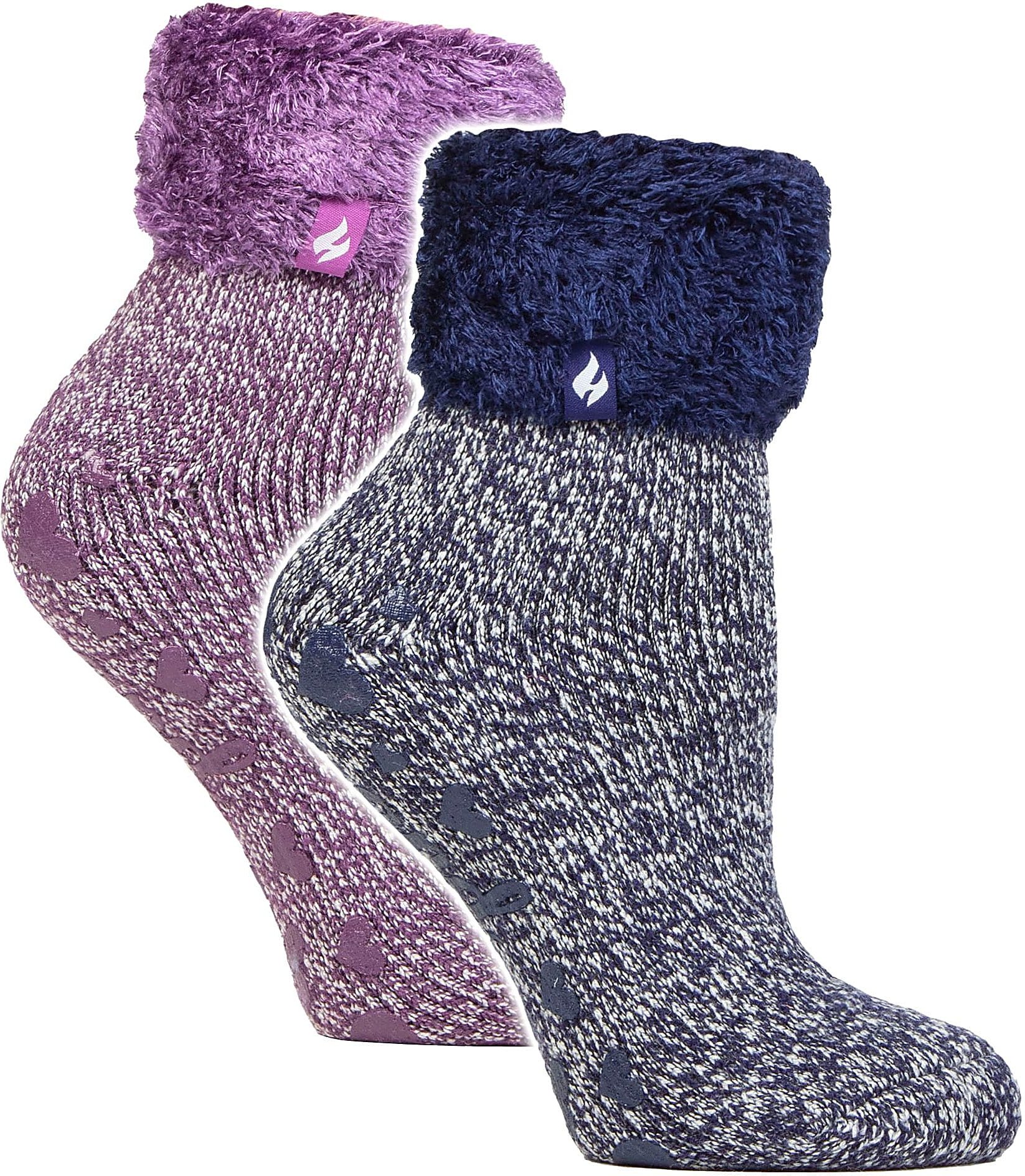 2er Pack Damenweiche Lounge-Socken mit Grips