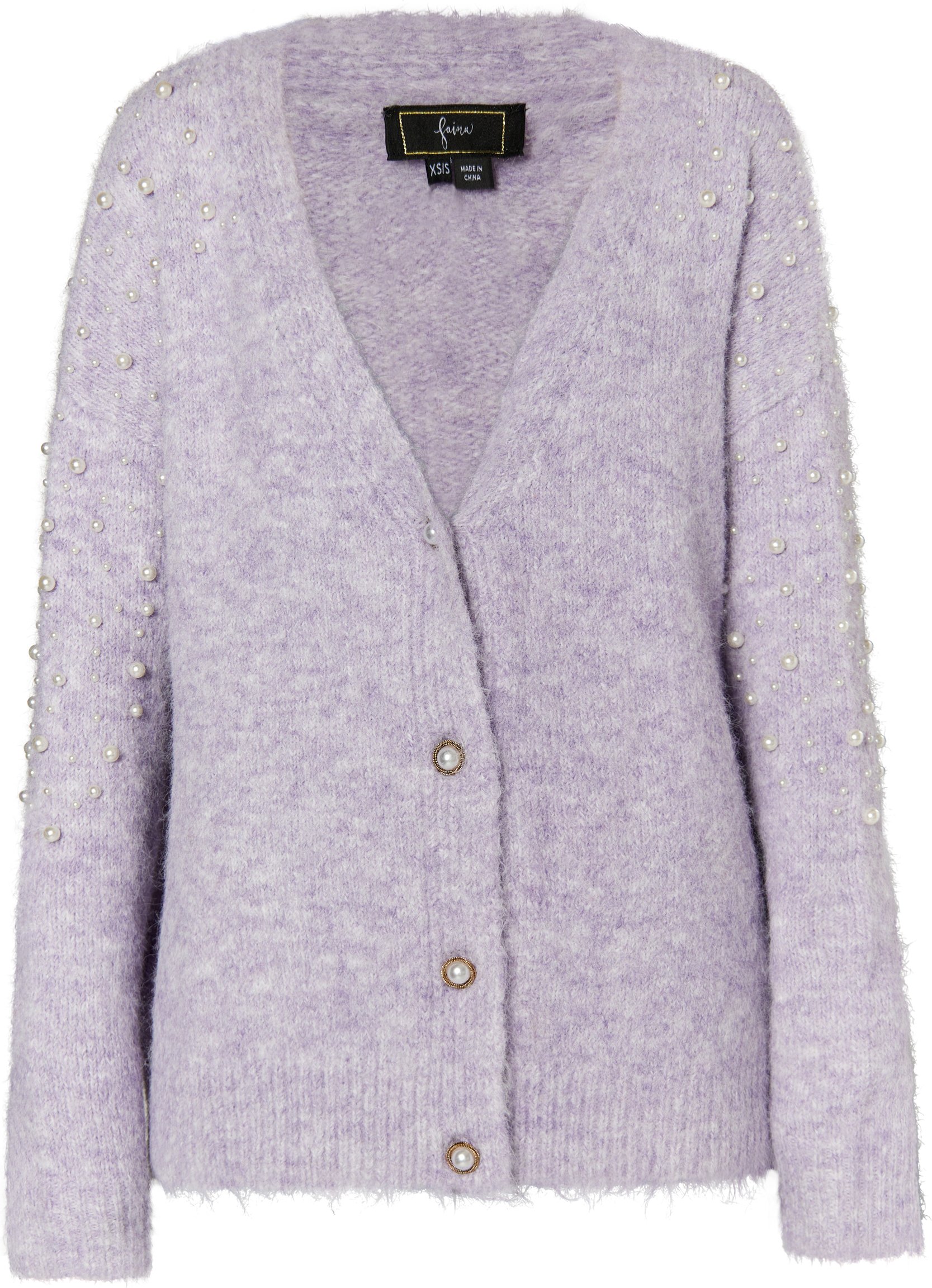 Faina Strickjacke mit Perlen Damen lila