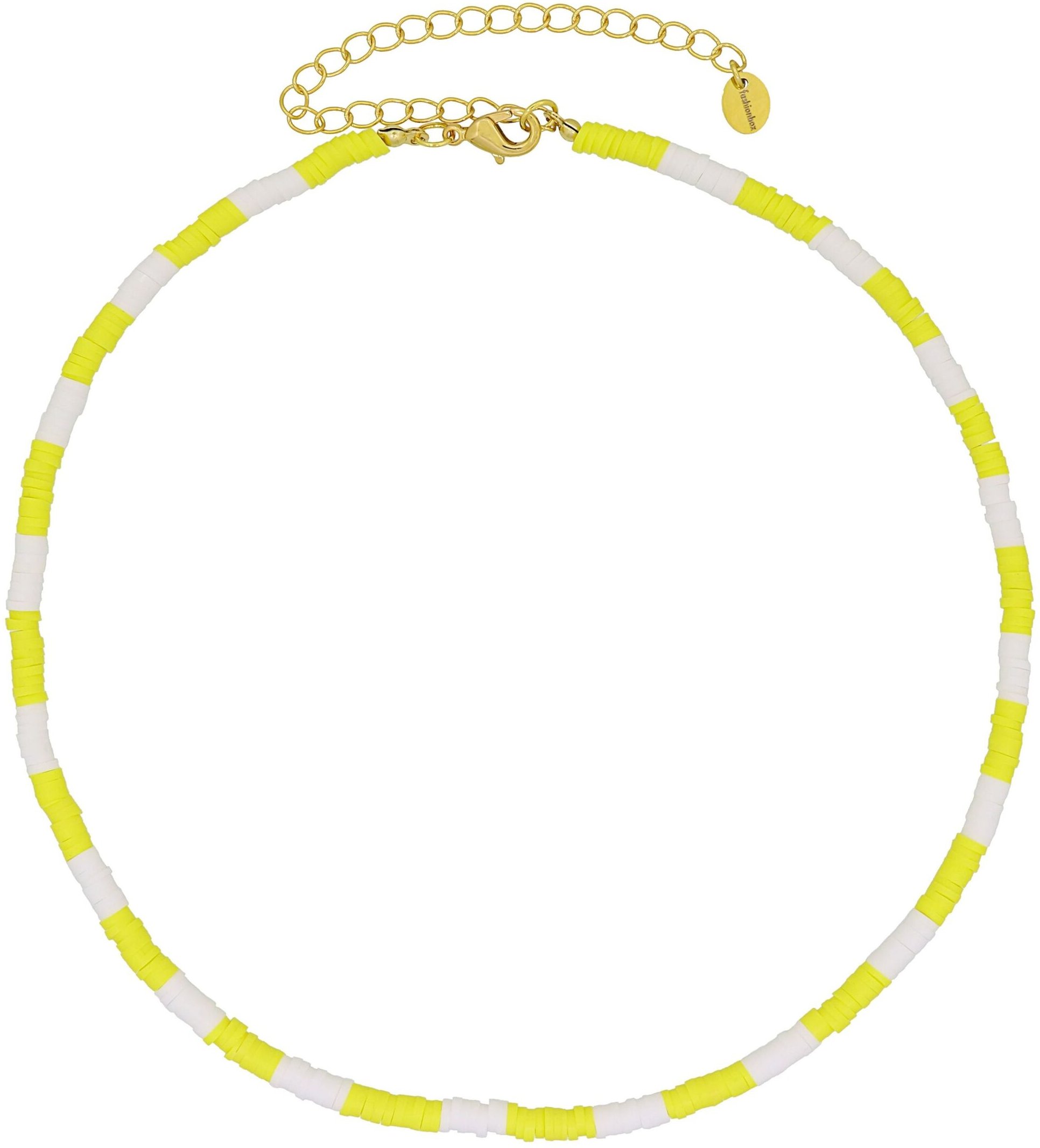 Fashionbox Kette mit Vinylplättchen gelb/weiß vergoldet