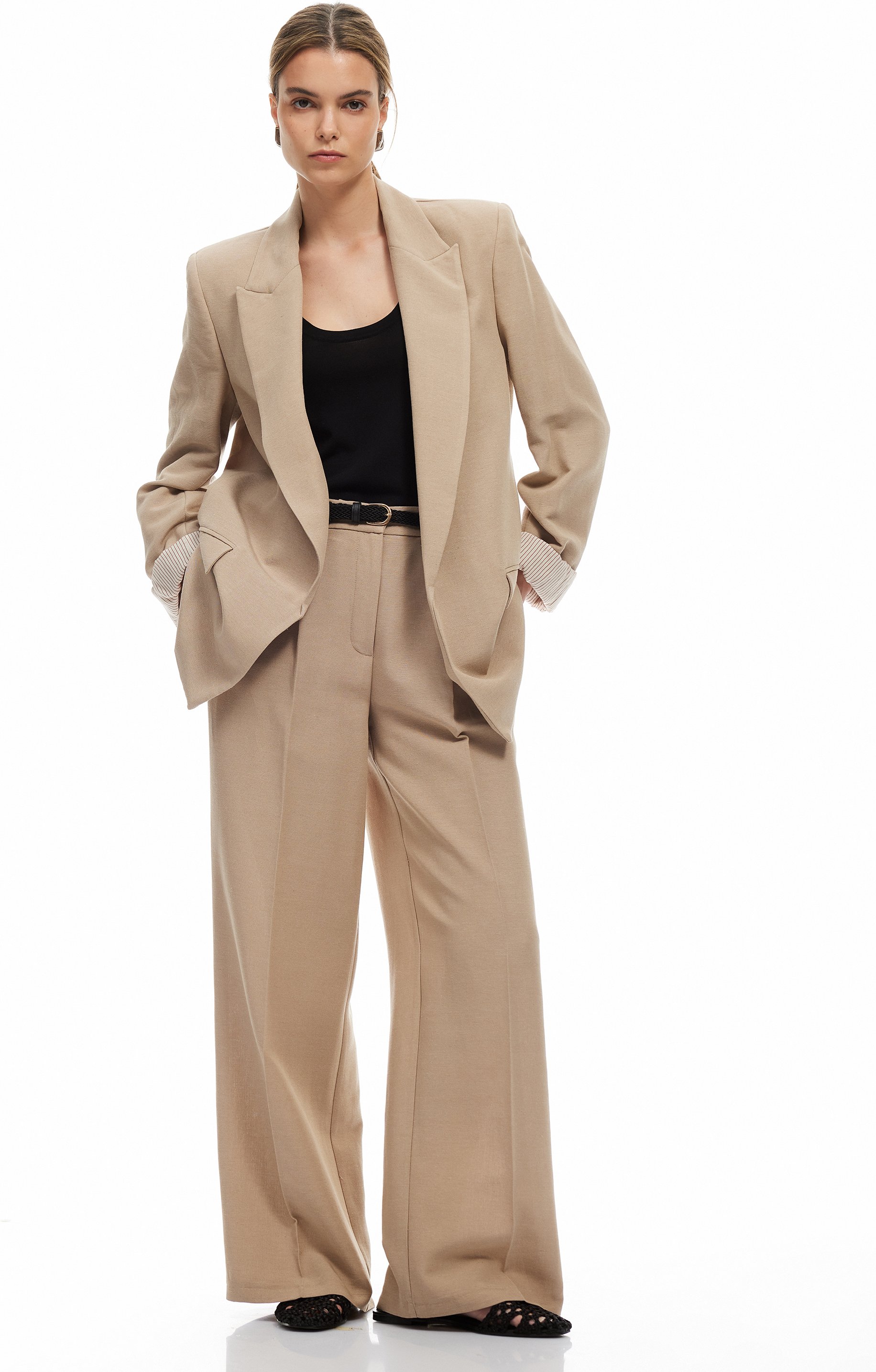 Koton HOSEN Koton Weit geschnittene Leinen-Viskose-Hose