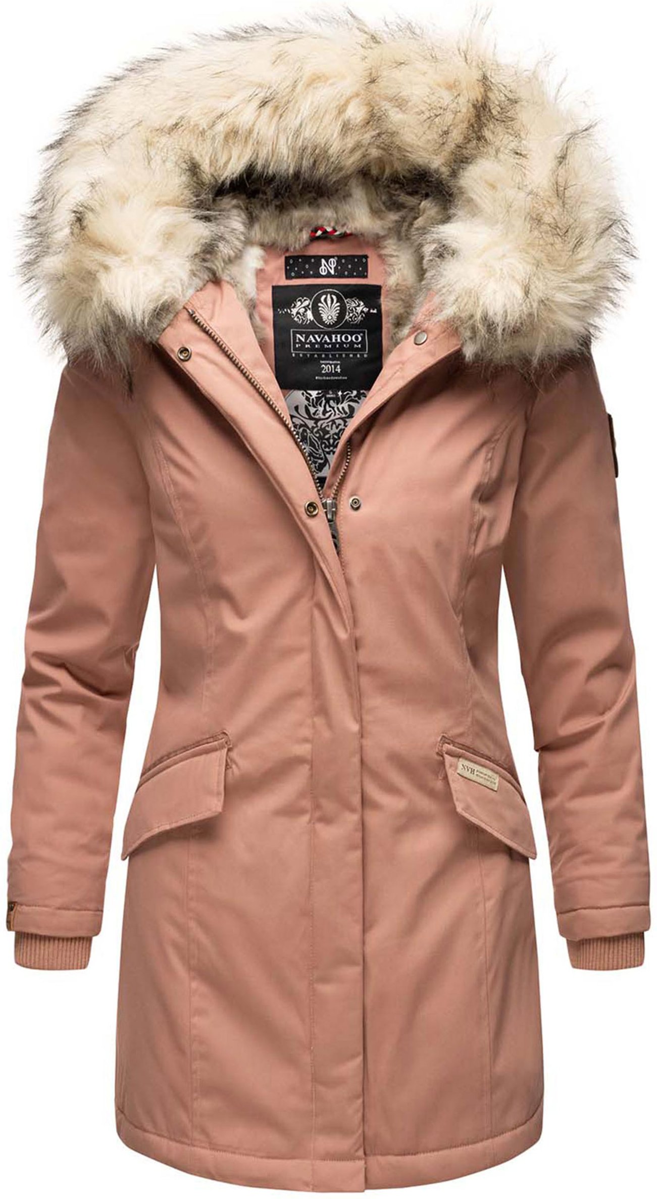 Navahoo Damen Winter Parka Cristal – Premium Kollektion mit Abnehmbarem Kunstfellkragen