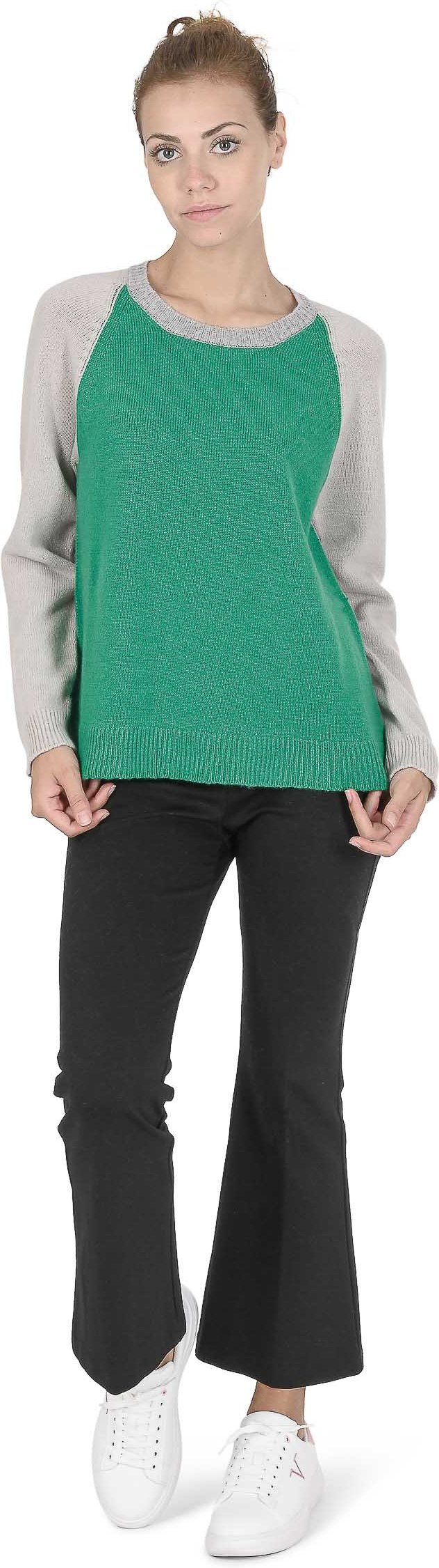 Crown Of Edinburgh Cashmere Pullover Rundhalsausschnitt Damen Coe 0016 Grün/CrãˆMe