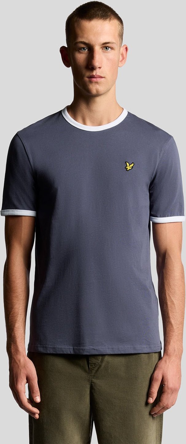 Lyle & Scott Ringer-Baumwoll-T-Shirt mit Rundhalsausschnitt – Grau
