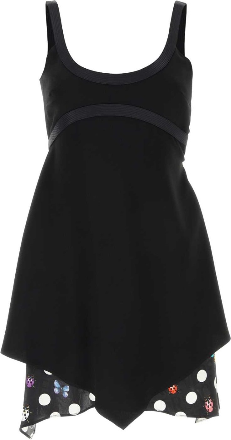 Schwarzes Acetat-Mix Mini-Kleid