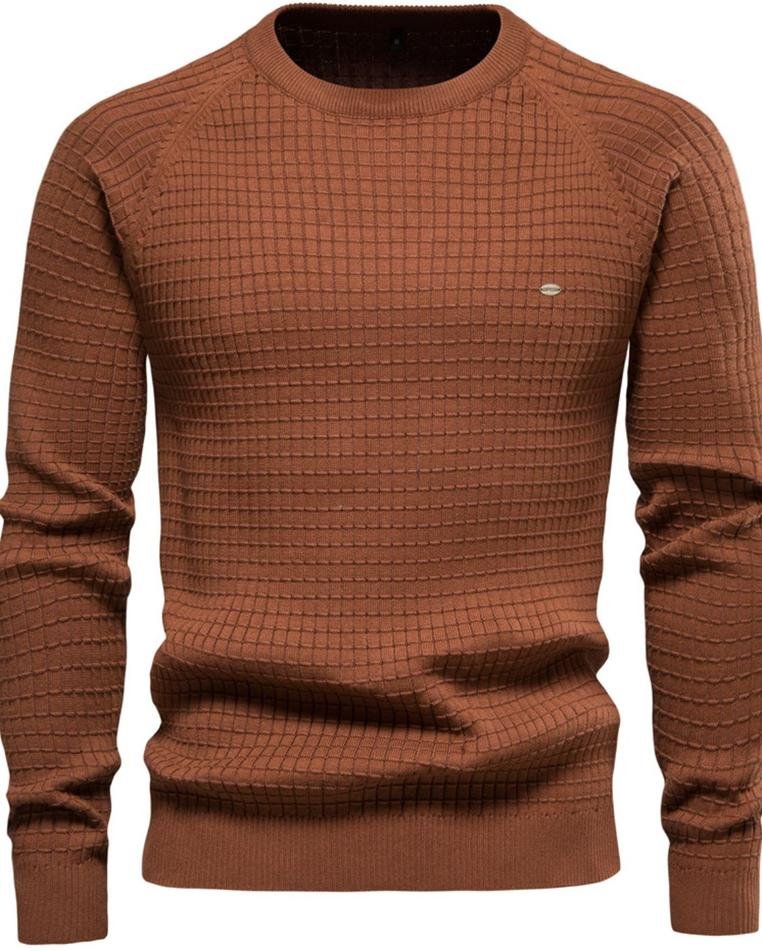 Thumbnail - Strukturierter langarmeliger Pullover mit Rundhalsausschnitt