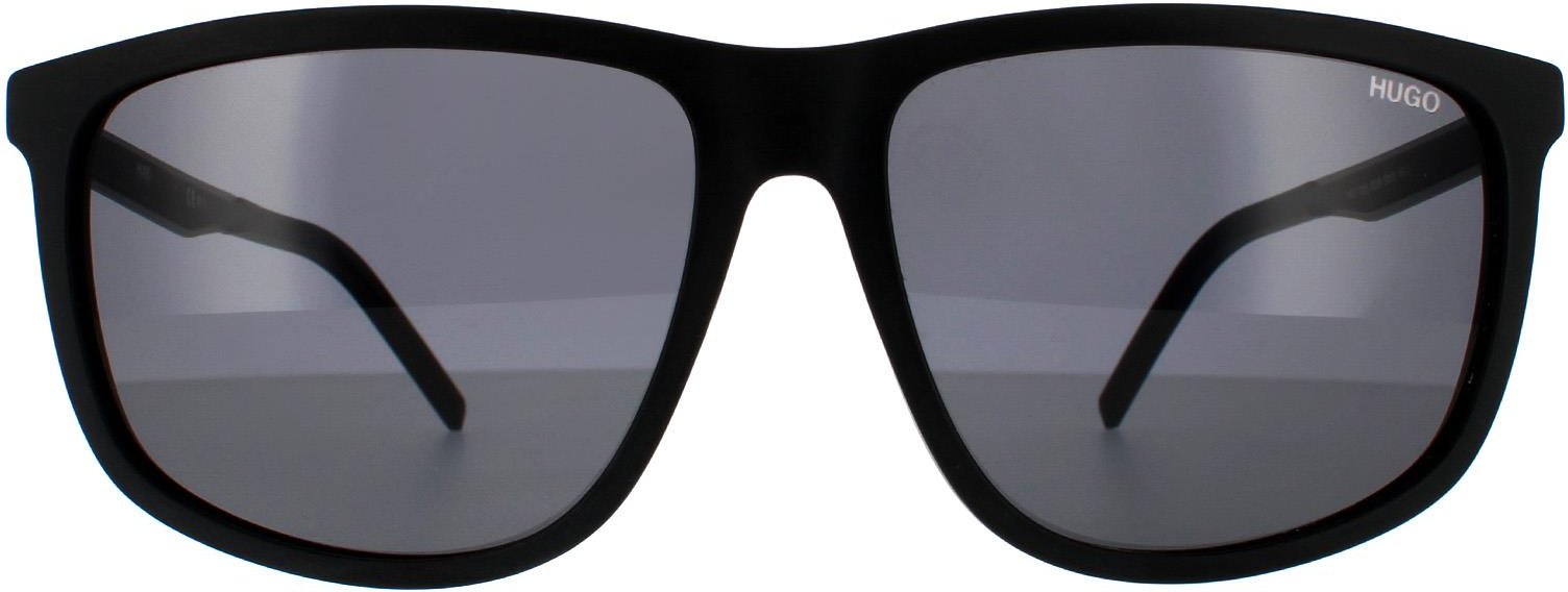 Hugo von Hugo Boss Rechteckige Herren Sonnenbrille Matt Schwarz Grau