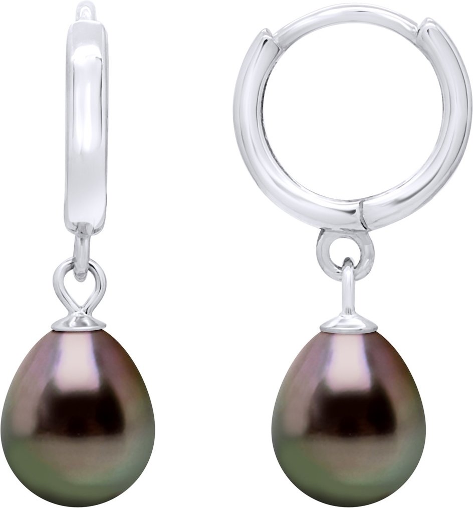 Ohrringe Kreolen mit echten Tahiti-Zuchtperlen 8-9 mm