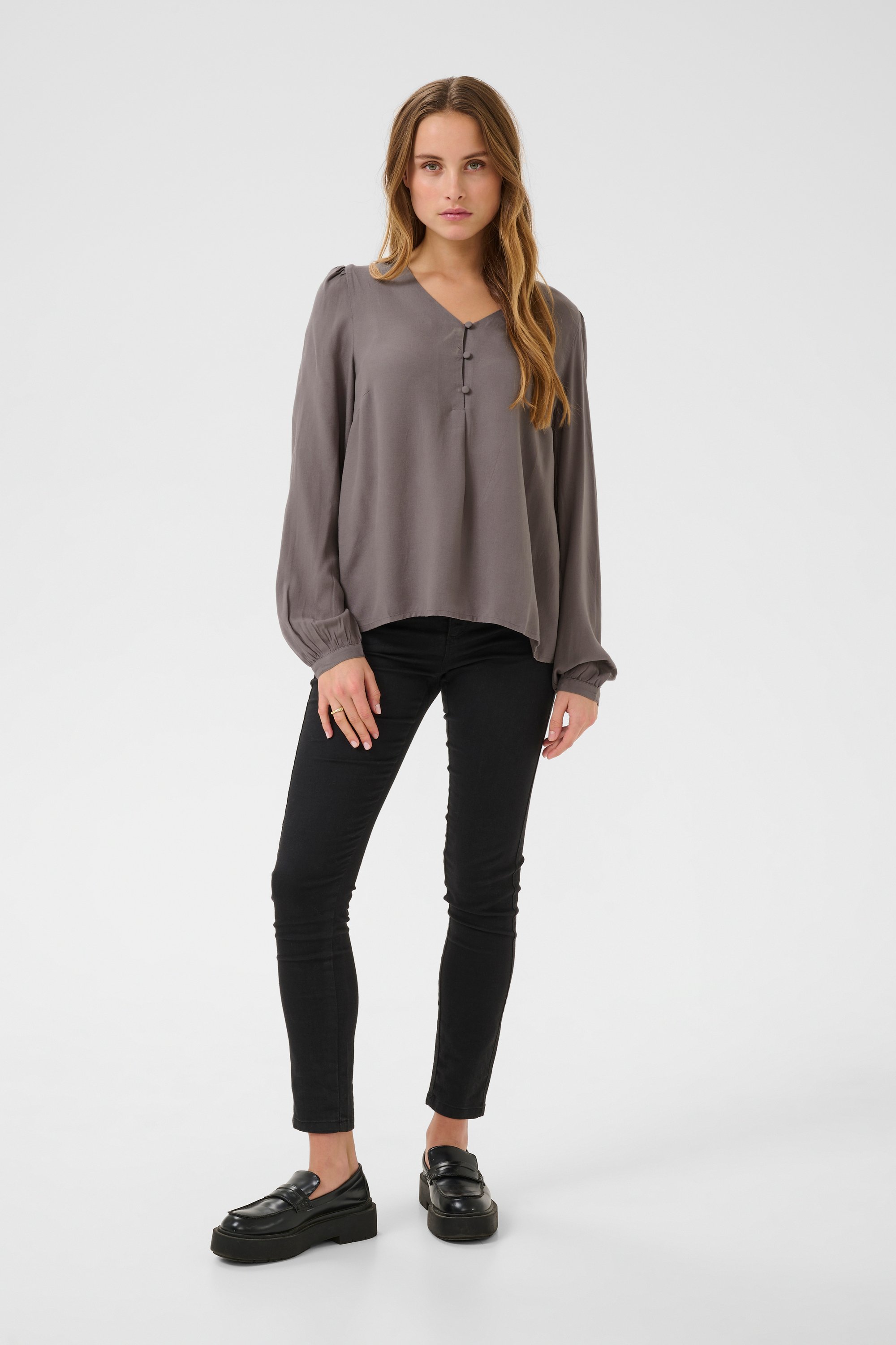 Langarm-Bluse Regular fit Smoked Pearl grey