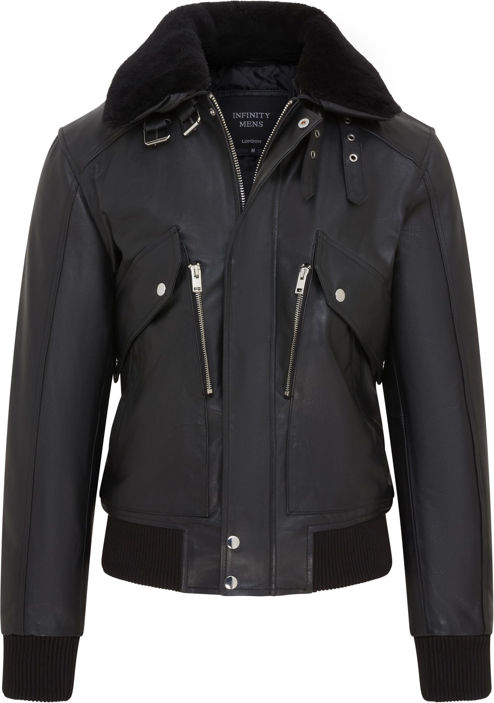 Schwarze Flieger-Bomberjacke aus Rindsleder für Herren - Akhiok