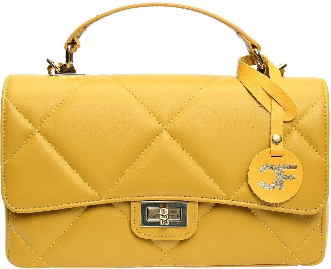 Carla Ferreri Senfgelbe Lederhandtasche