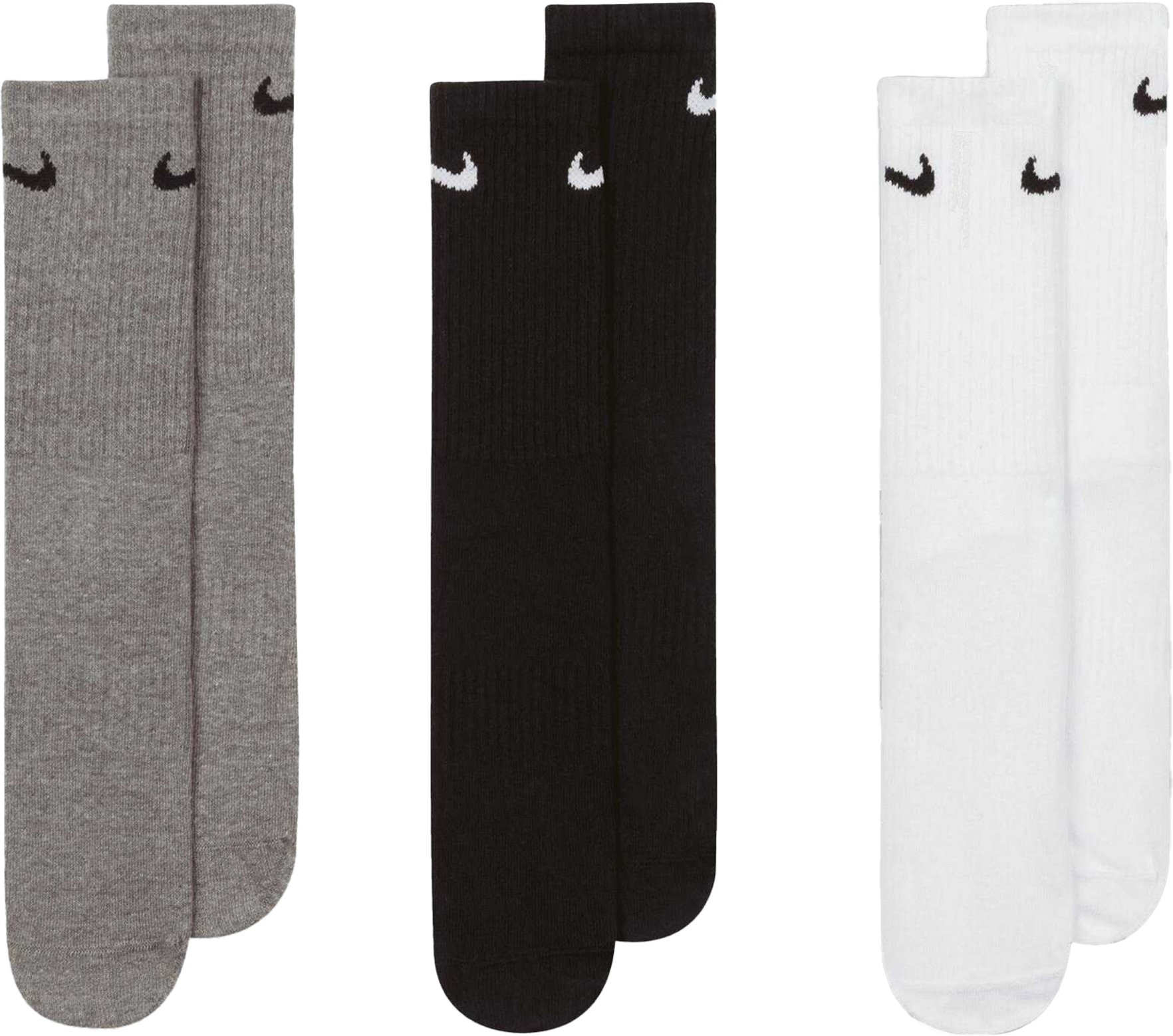 Nike - Socken für Herren/Damen Unisex, Leicht, Alltag (3er-Pack) (Weiß/Grau/Schwarz)