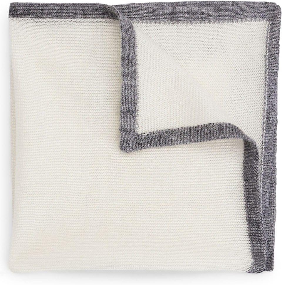 Boss - Kontrast Detail-Einstecktuch (Weiß/Grau)