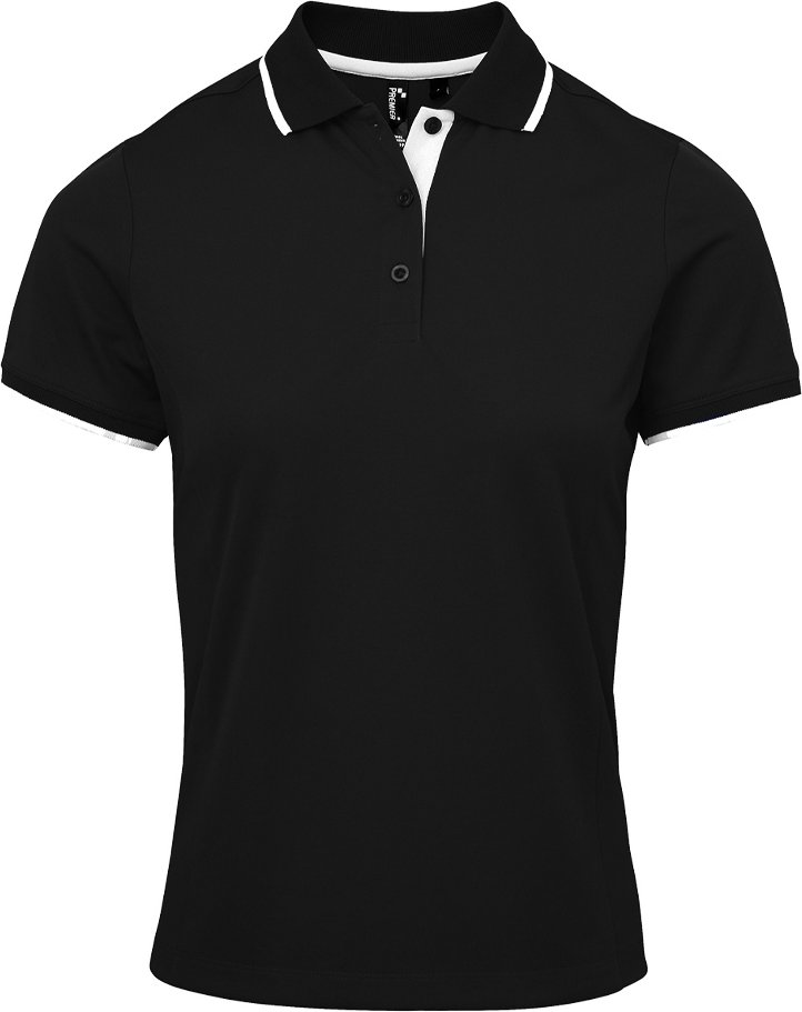Premier Womens/Ladies Coolchecker Contrast Pique Polo Shirt (Schwarz/Weiß)