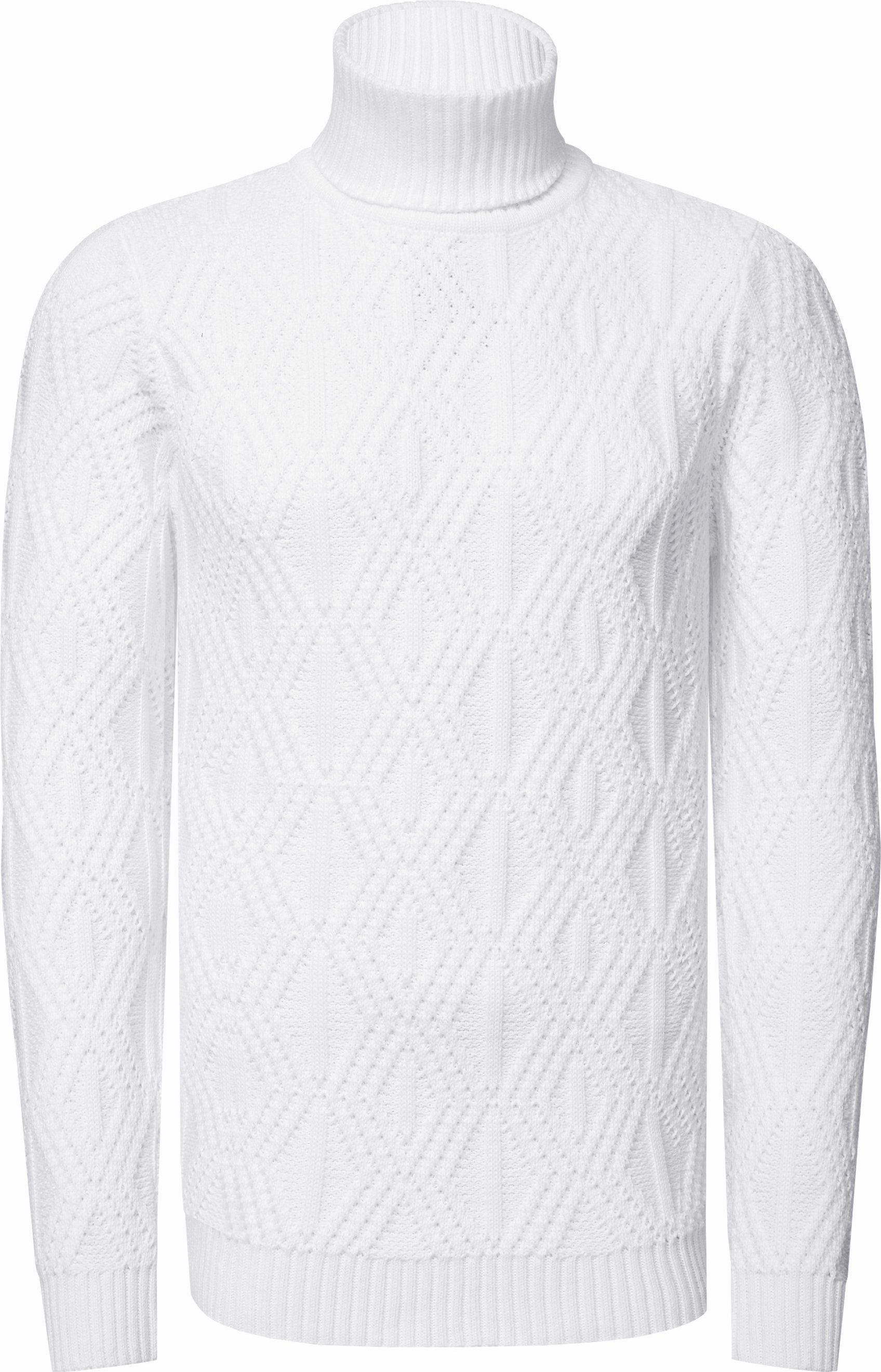 Melierter Grobstrick Rollkragen-Pullover