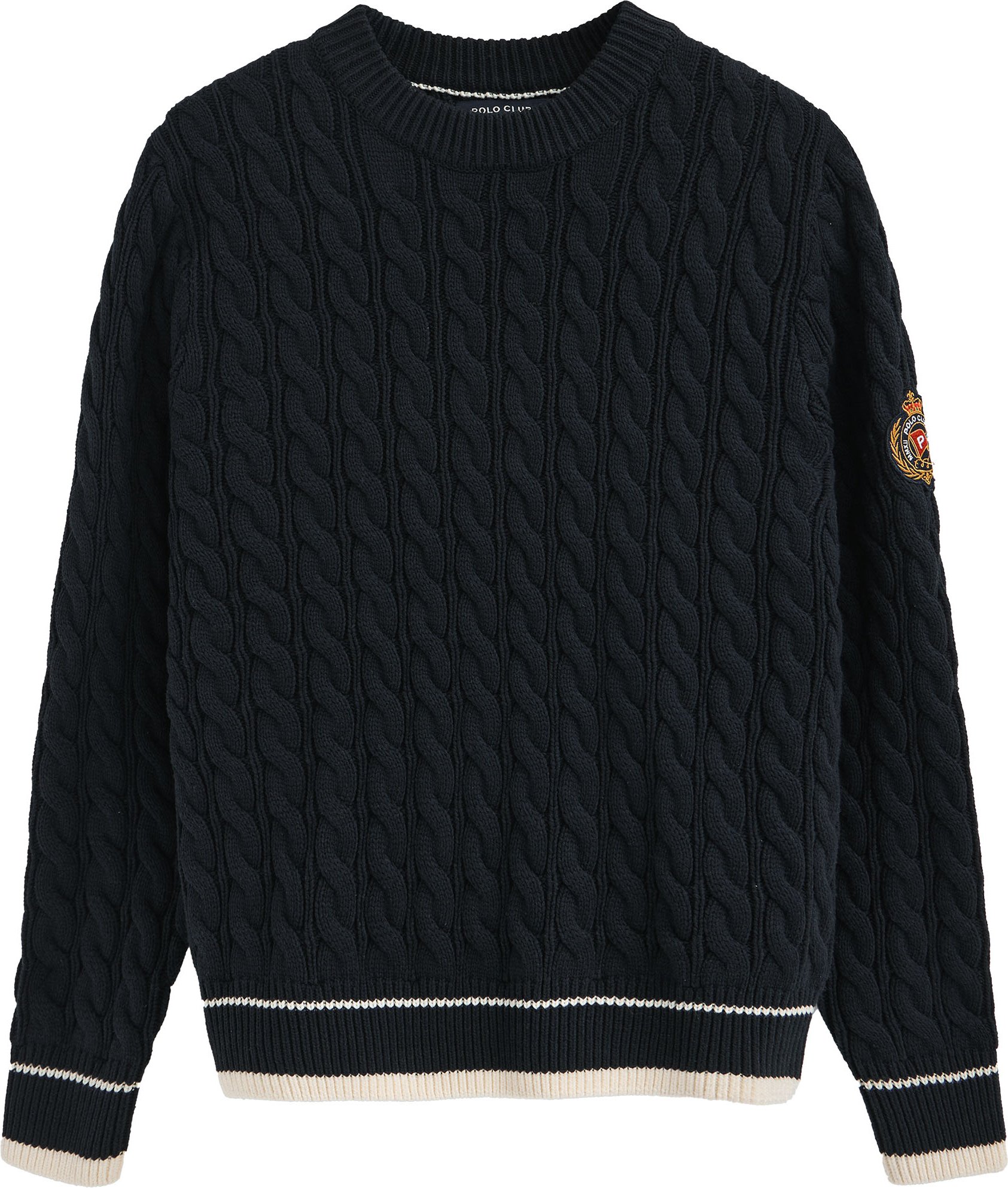 Pullover marineblau mit Rundhalsausschnitt und maritimem Polo Club-Patch