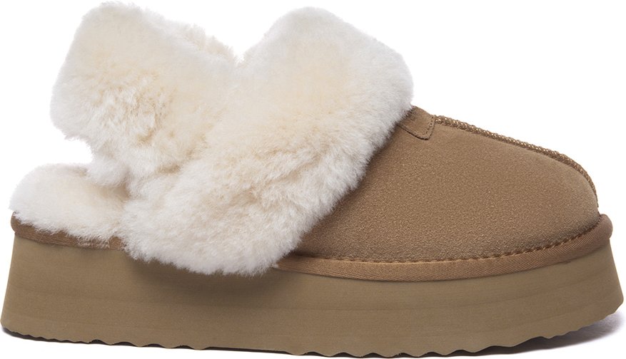 EVER AU Damen Leder Hausschuhe Mit Zwei Abnehmbaren Riemen - Fantail