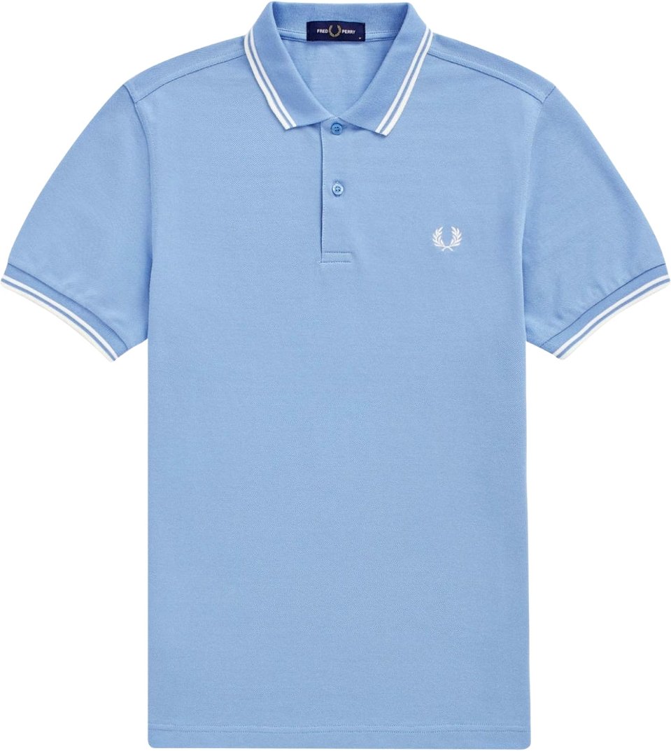 Fred Perry Poloshirt Mit Rippstrickkragen In Himmelblau, Weiß