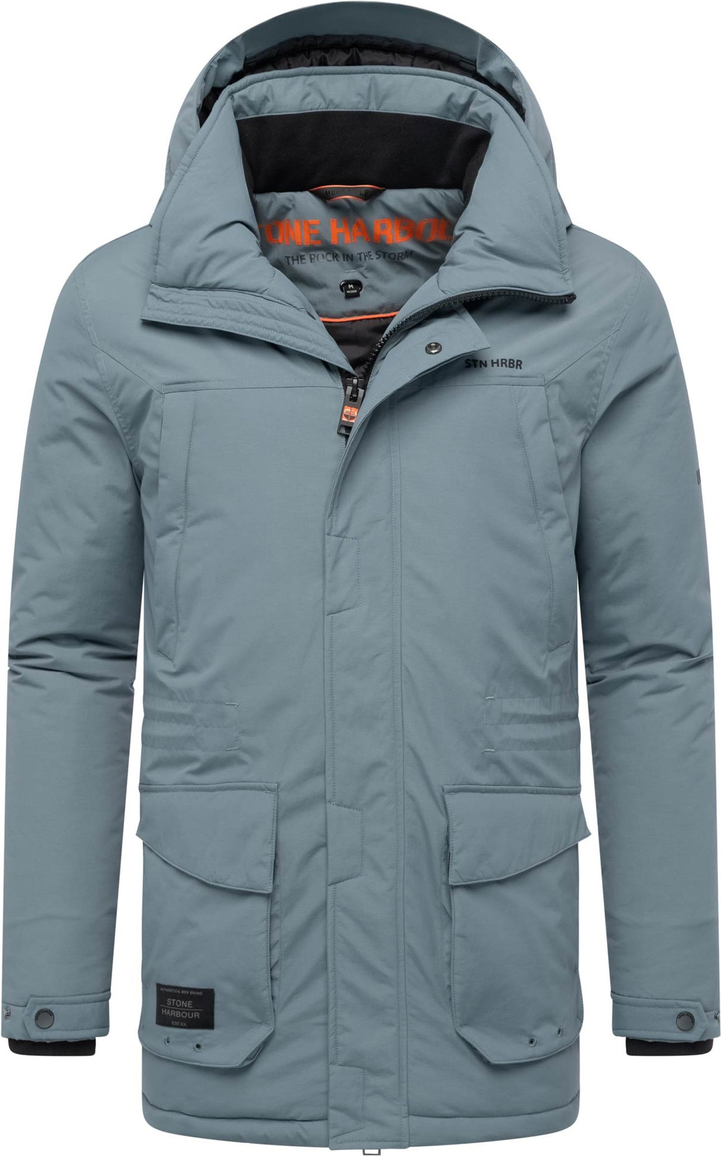 Stone Harbour Herren Parka Wadiim mit Kapuze & Zwei-Wege-Reißverschluss