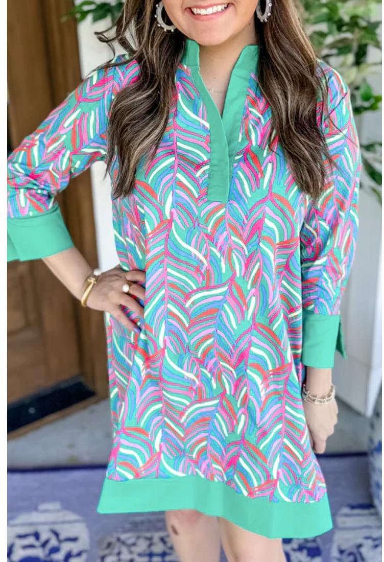 Thumbnail - Azura Exchange Damen Shiftkleid mit Palmendruck in Grün